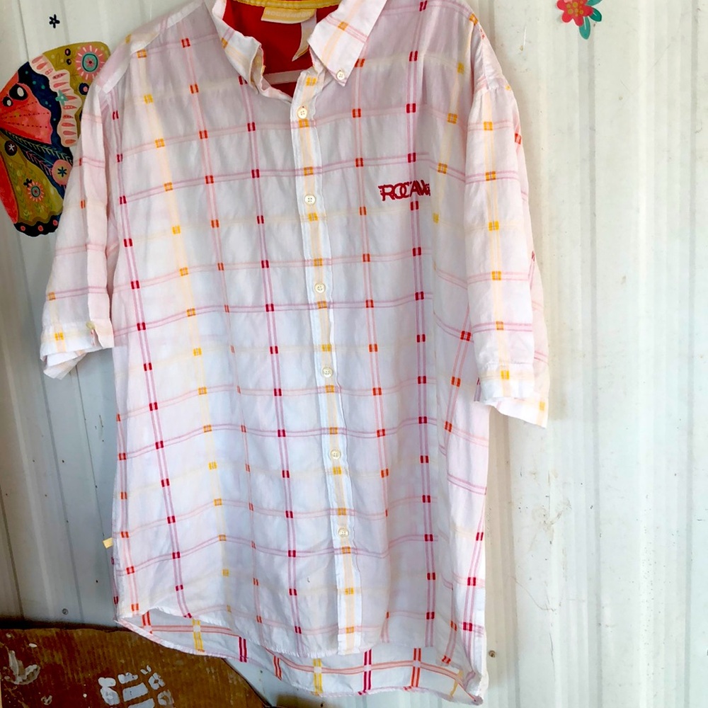 Y2K VTG Old Skool Roca Wear White and Red Checkered Men's Shirt XXL